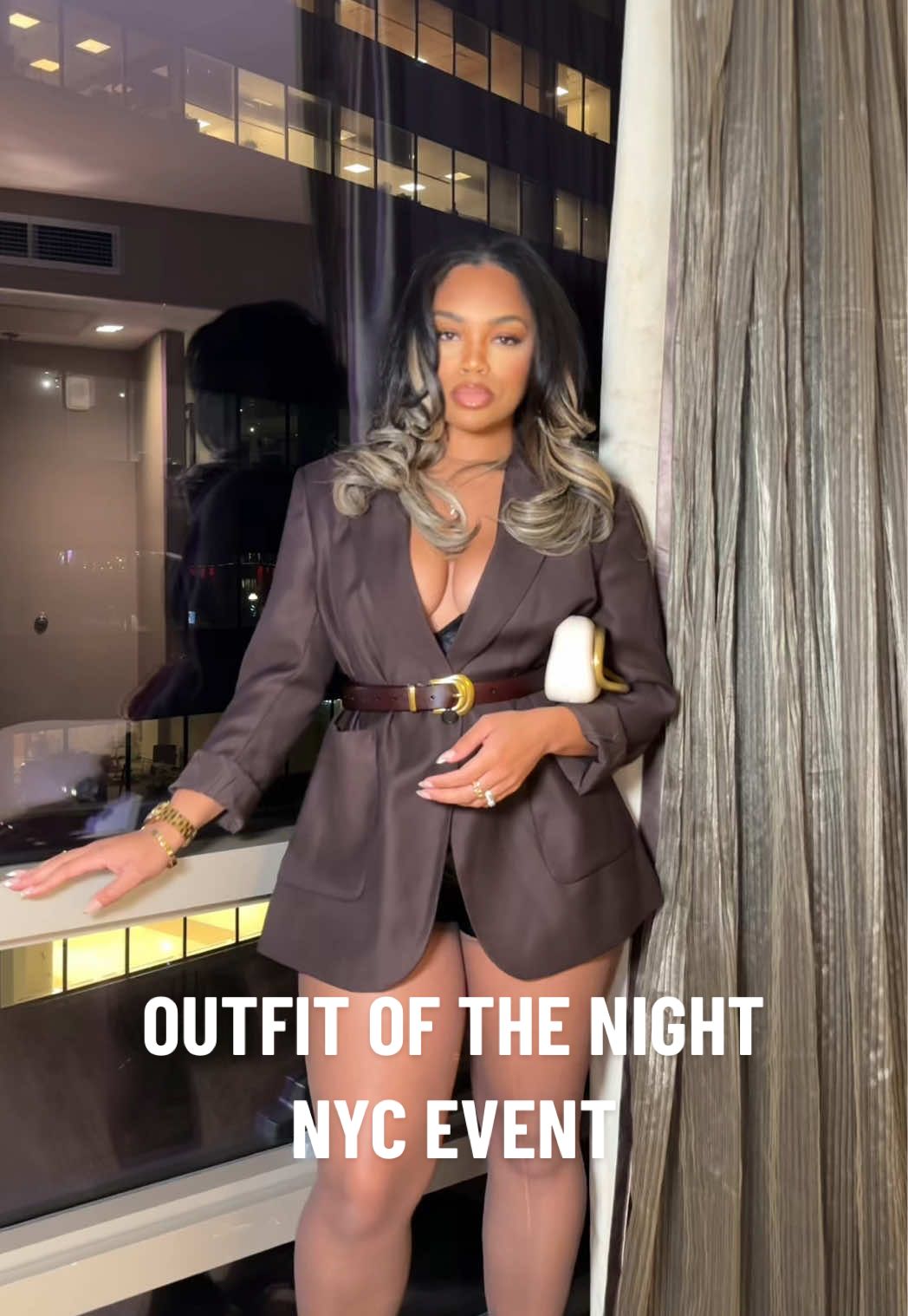 NYC OOTN🫶🏽 Blazer: @H&M  Bodysuit: @Popilush LLC  Shorts, Purse, Shoes, and Belt: @Amazon Fashion  #OOTD #ootn #nycoutfit #blazer #outfitinspo 