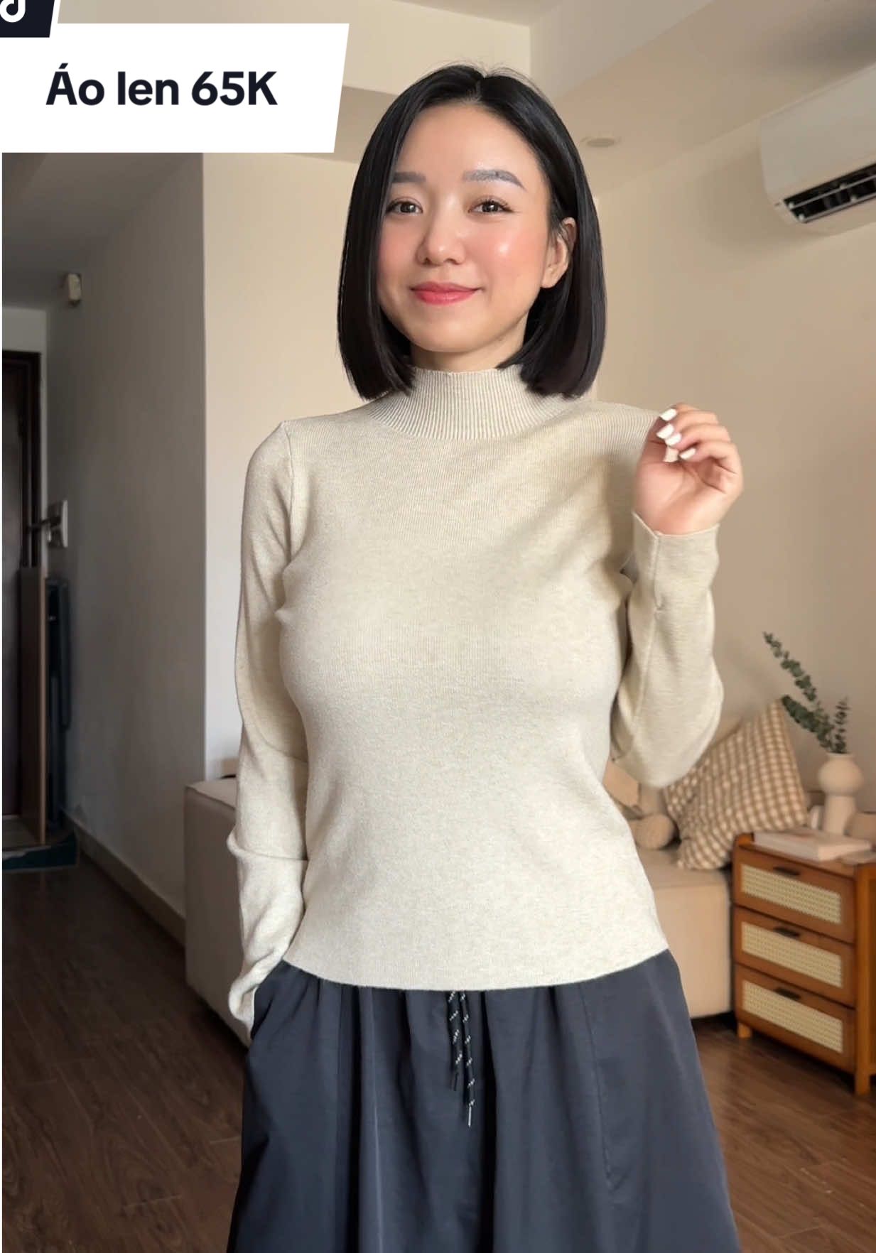 Áo len quốc dân chất len mềm mịn, cổ cao mix đồ xinh mà giá 65K thui ce #aolennu #aolen #aolenco3phan 