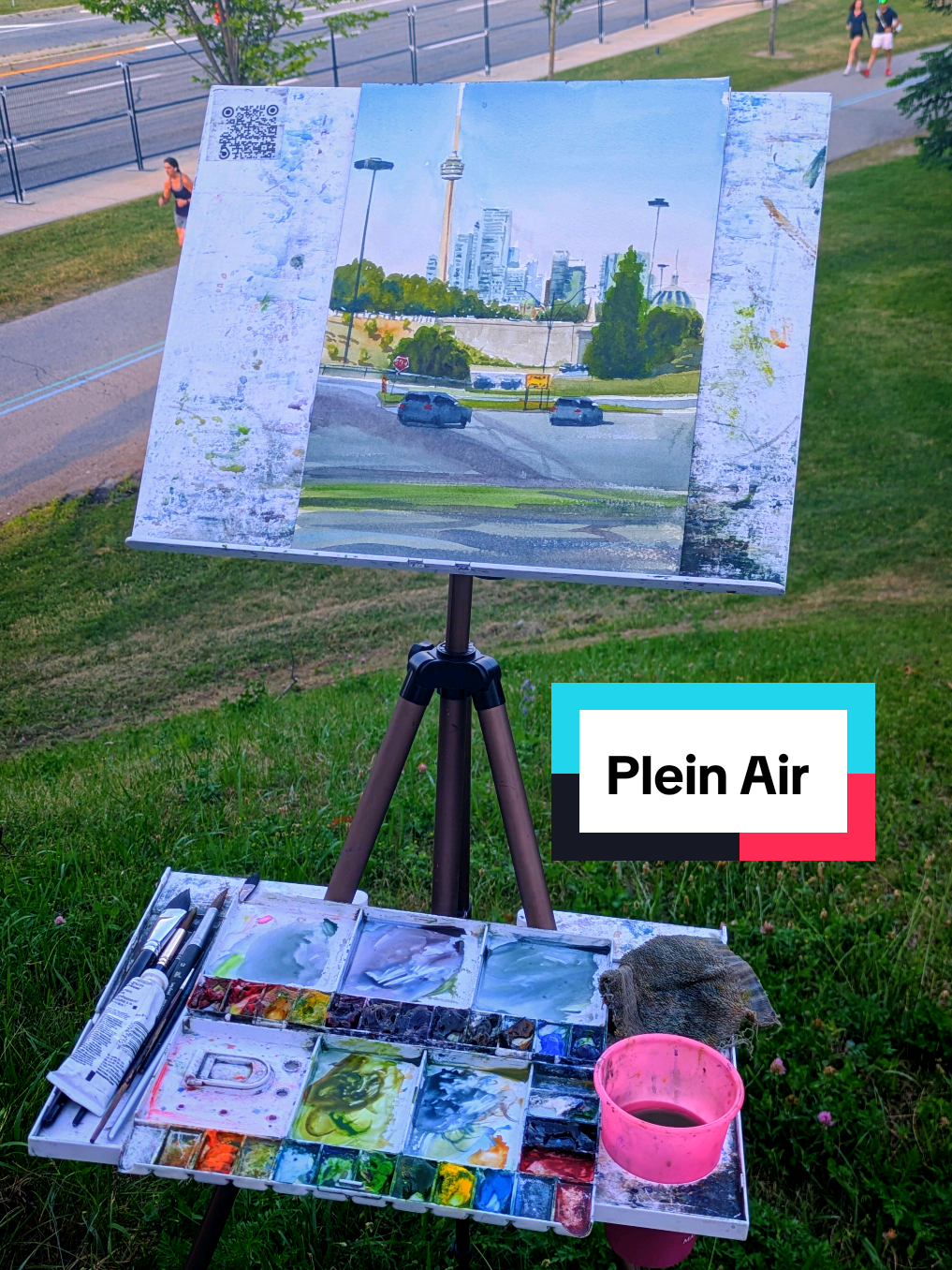 Learning Moments  I did this plein air painting one summer evening. When I first started painting outdoors, I used to be really hard on myself whenever a painting didn’t turn out well. I’d think I wasn’t good enough or that I just couldn’t paint. But over the years, I’ve learned that the main goal of plein air painting is to enjoy the process and capture the moment in front of you. Some days the painting comes out great, and other days it doesn’t look the way you imagined — and that’s okay. Every painting is part of learning. When you face new subjects or unfamiliar lighting, it can be challenging at first, but once you understand it, things start to feel more natural. #watercolors #torontoartist #pleinair 