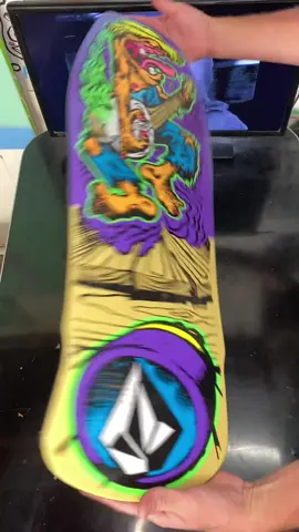 Gripping an old school skateboard in lines