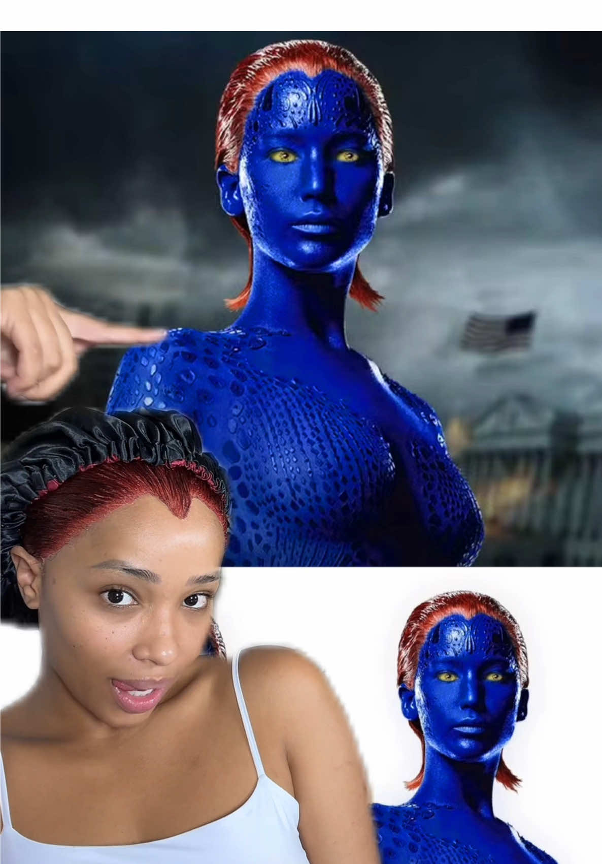 Uma tinta de 6 reais e um sonho 😅💙 MÍSTICA #halloween #mystique #makeup #maquiagemartistica 