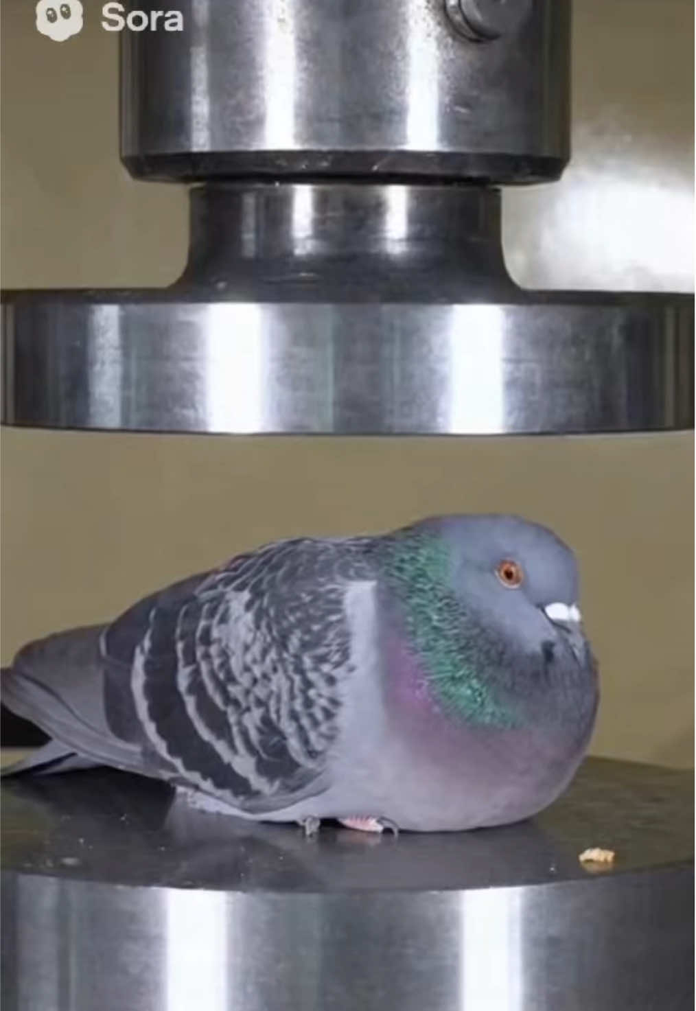 Pigeonpex almost gets crushed 😢 #sigeonpex #hydraulicpress #sora2ai #fyp #viral
