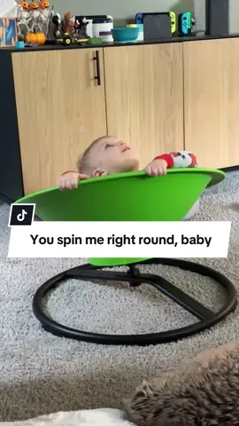 He’s absolutely mesmerized 😂😂 I got one of these chairs mostly for my older two boys, because they are very strong sensory kids, not realizing my youngest would take the most liking to it 😂 safe to say, get this chair for your kids, idk what the science is behind it, but they love it and the whole seeking sensory thing. #spinningchairs #sensorykids #adhdkidsbelike #carsick 