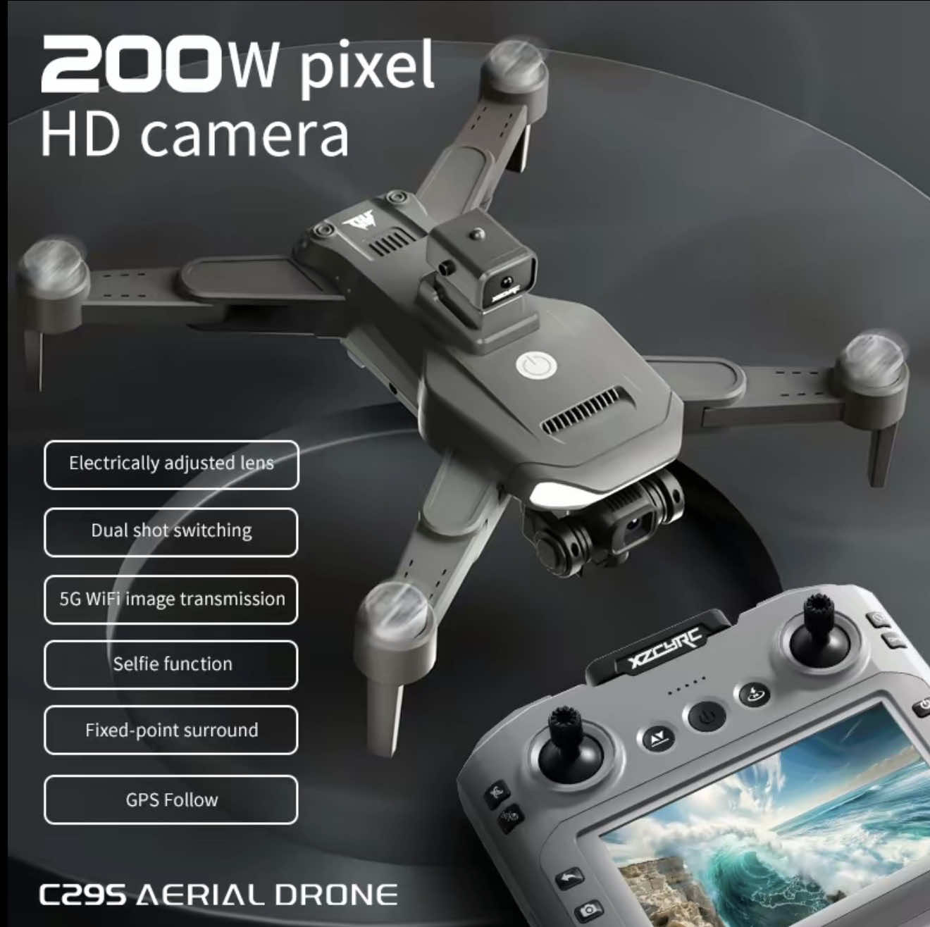 Respuesta a @ModestoRobles Drone with 4K Dual Camera, C29 RC Drone, Beginner Drone with 4.5inch Remote Control Screen, Altitude Hold, One-Key Take Off/Landing, Halloween Christmas Toys Gifts for Teen Boys, Remote Control Flying Toys