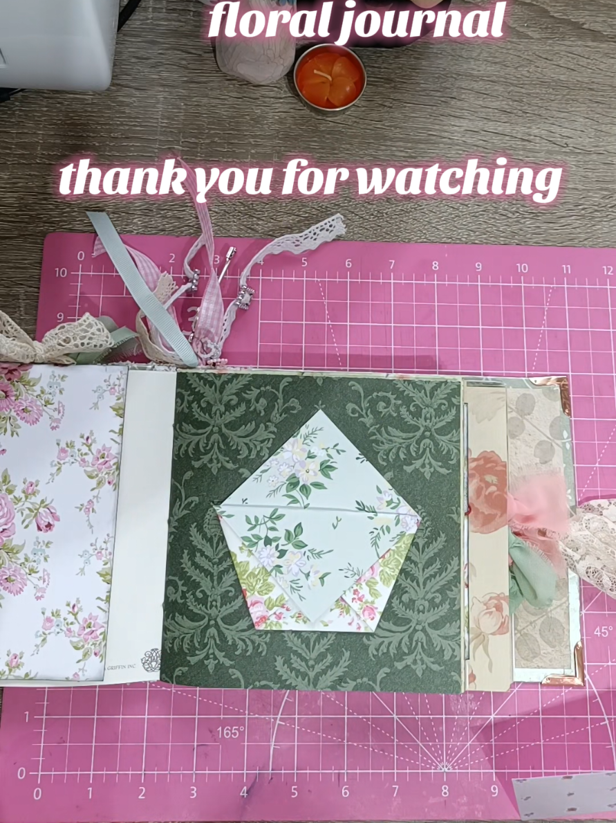 hobbies, making a little envelope pocket for my floral journal  #handmadejournals #journalwithme #handmade #pockets #envelope 