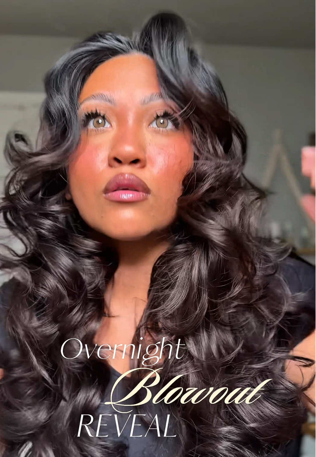 Overnight blowout reveal on unstyled air dried hair 💛 SO MUCH VOLUME  @loréal paris usa elvive glycolic serum  #hairtok #blowout #healthyhair #fyp #hairgoals 