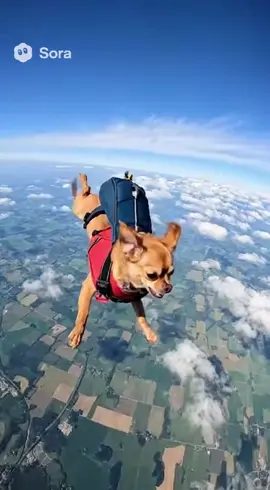 #sora un chien Chihuahua qui fais de la parachut #ia #ai #Chihuahua #dog 