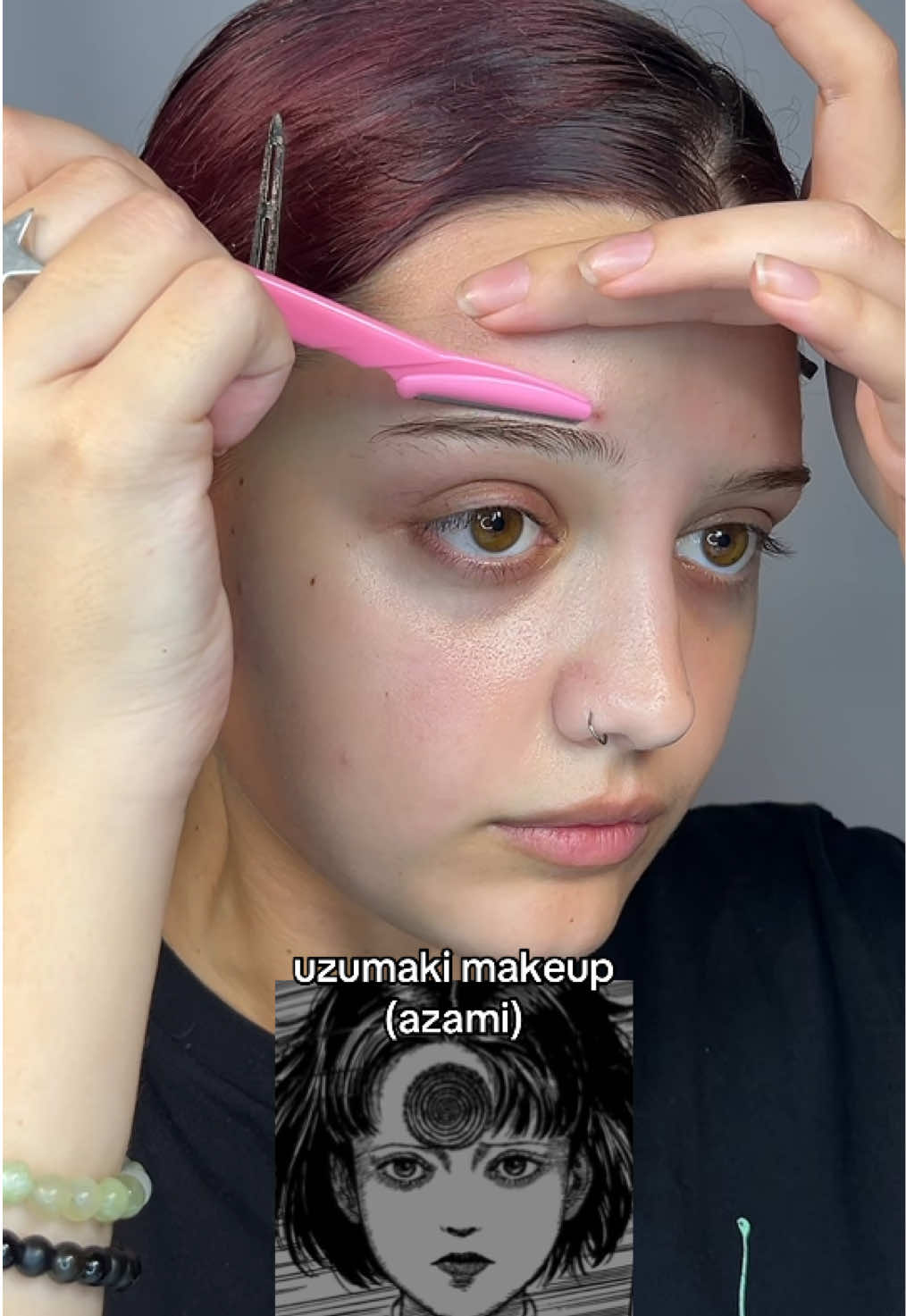 look 6!!! uzumaki(azami) makeup !!! part 1 :3 do not comment her name isn’t uzumaki I KNOW! but ppl know her as that 🖤  contacts from @UNIQSO use code ‘lovehaze’ for 10% off  #junjiito #uzumaki #azami #halloweenideas #hazecrow 