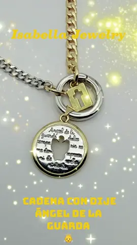 Cadena Doble tono 19” con dije Ángel de la Guarda y pequeño dije cruz #joyeriafashion #ventadejoyeria #trabajodesdecasa #enviosdisponibles📦🚚 #joyería 