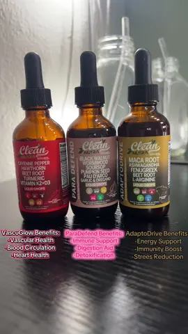 Back at it again with another Clean Nutra Product, a company I swear by when it comes to my vitamins and supplements! With this trio, you can get so many different supplements in just by drinking your daily 8oz Glass of Water! Toss those pills, get you that all in one supplemental drop! #fyp #cleannutra #vascuglow #paradefend #adaoptodrive 