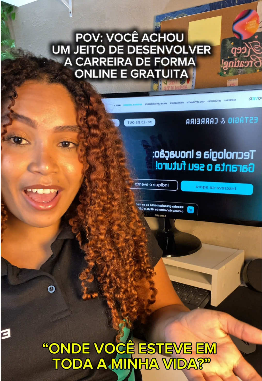 Quem aí está procurando uma maneira de desenvolver a carreira de forma gratuita e online? Pois vocês encontraram a solução! 🥹🥹 O Estágio & Carreira te prepara para o mercado, além de te dar a oportunidade de conversar com grandes empresas sobre os assuntos mais quentes na área de tech! 🔥 Não fique de fora, link na bio! #Empower #Estágio&Carreira #Tecnologia #Carreira #Inovação 