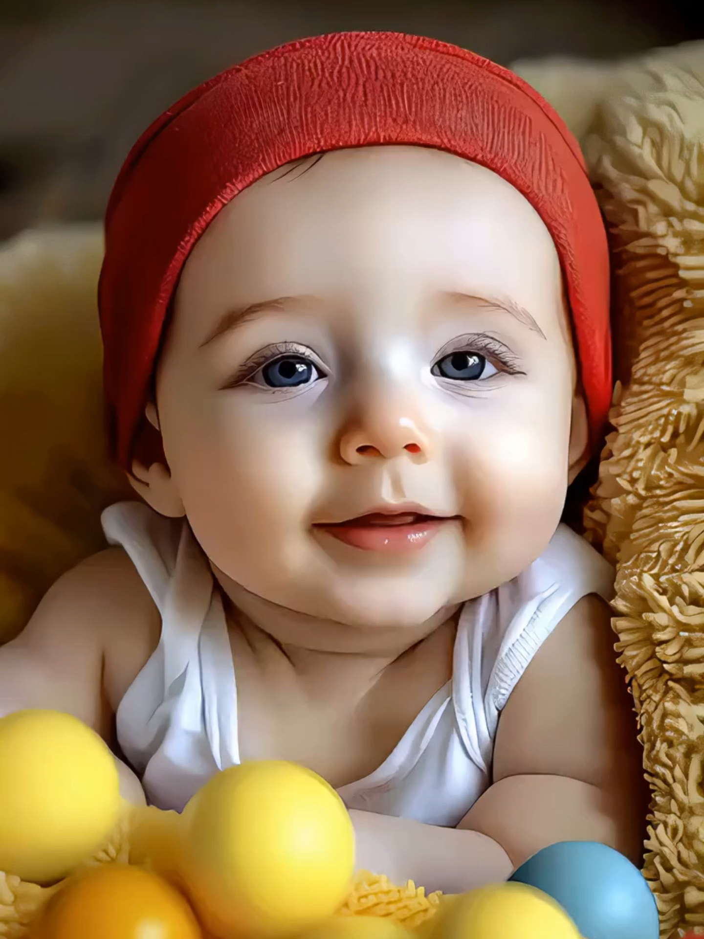 The cute baby is singing, 