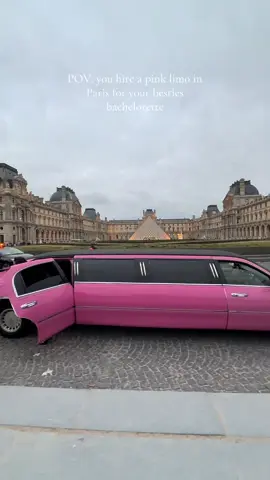 Some people back pack around Europe but we decided to take a pink limo😂  #parisfashionweek #parisbachelorette #girlstrip #pinklimo