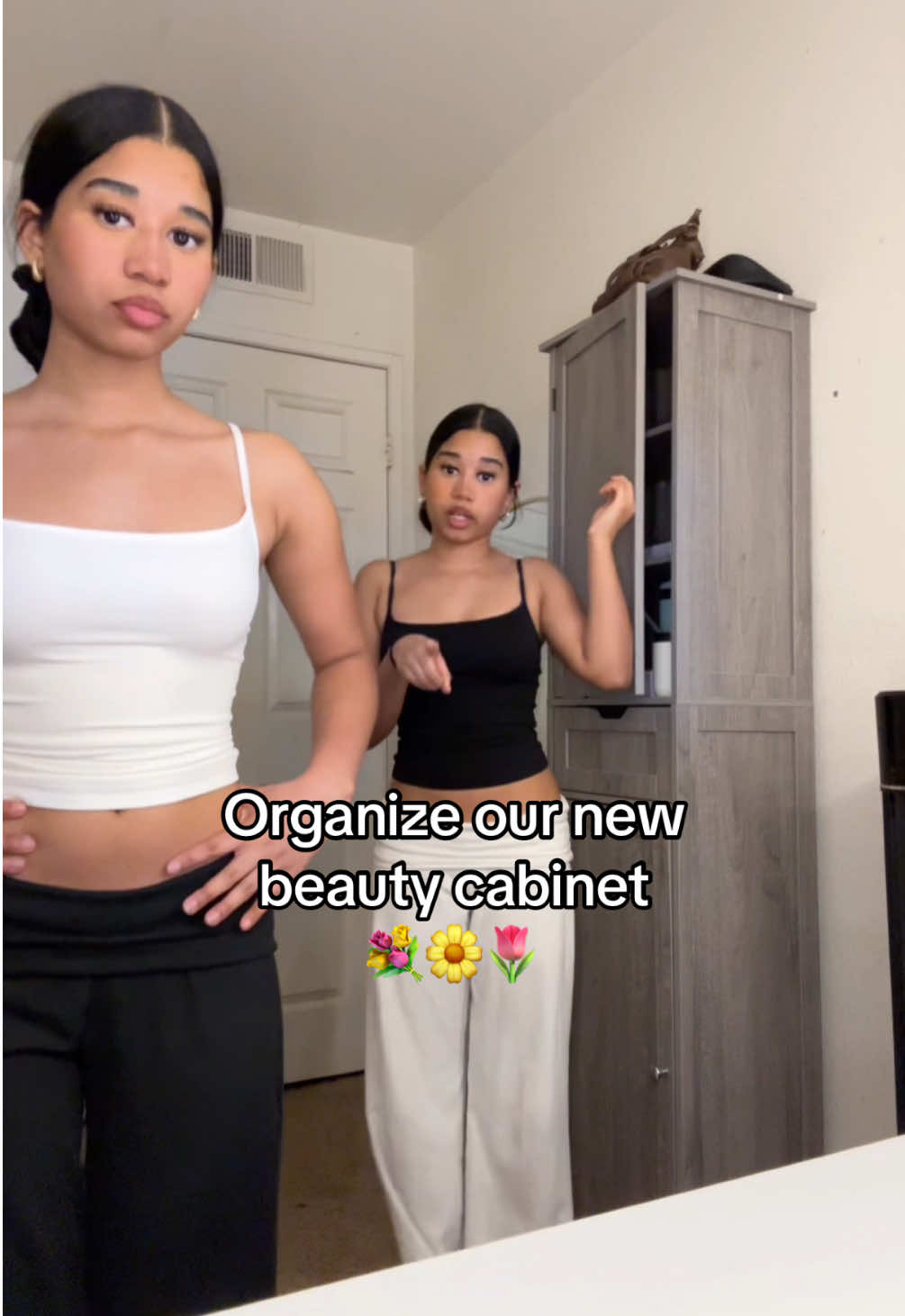 new cabinet!! #organizing #twinsisters #vanity #aleyshaausbie #aleyahausbie 