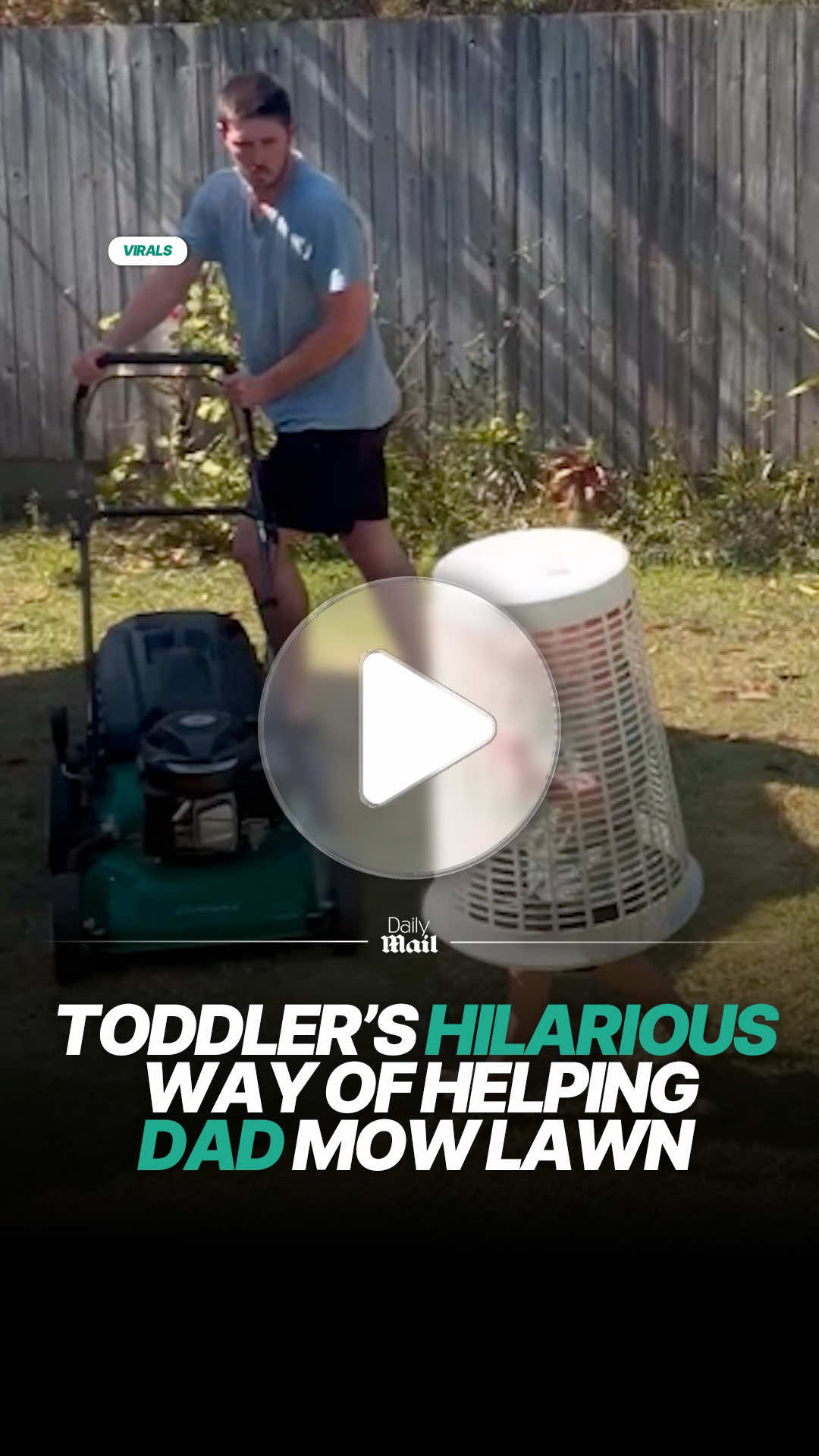 A toddler helps his father mow the lawn in a very hilarious way ☺️ 📷  Caters News /@lmumof4 #toddler #funny #parenting #landscaping #news 