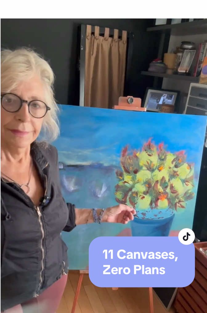 Am I crazy? Maybe! I've challenged myself to paint 11 large 36x36 canvases with absolutely no preplanning. No sketches, no compositions mapped out ahead of time. Just me standing in front of a blank canvas, seeing what wants to happen.  #hudsonvalley #oilpaintings #galleryart #artistsontiktok #paintingart 