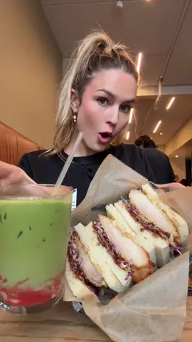 matcha with a sando > #mukbang #Foodie #foodtiktok #fyp 