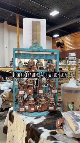 Carry a little style with our leather & cowhide 1oz flask.🤠 Western-linens.com #flask #1oz #flask #keychain #western #tooledleather 