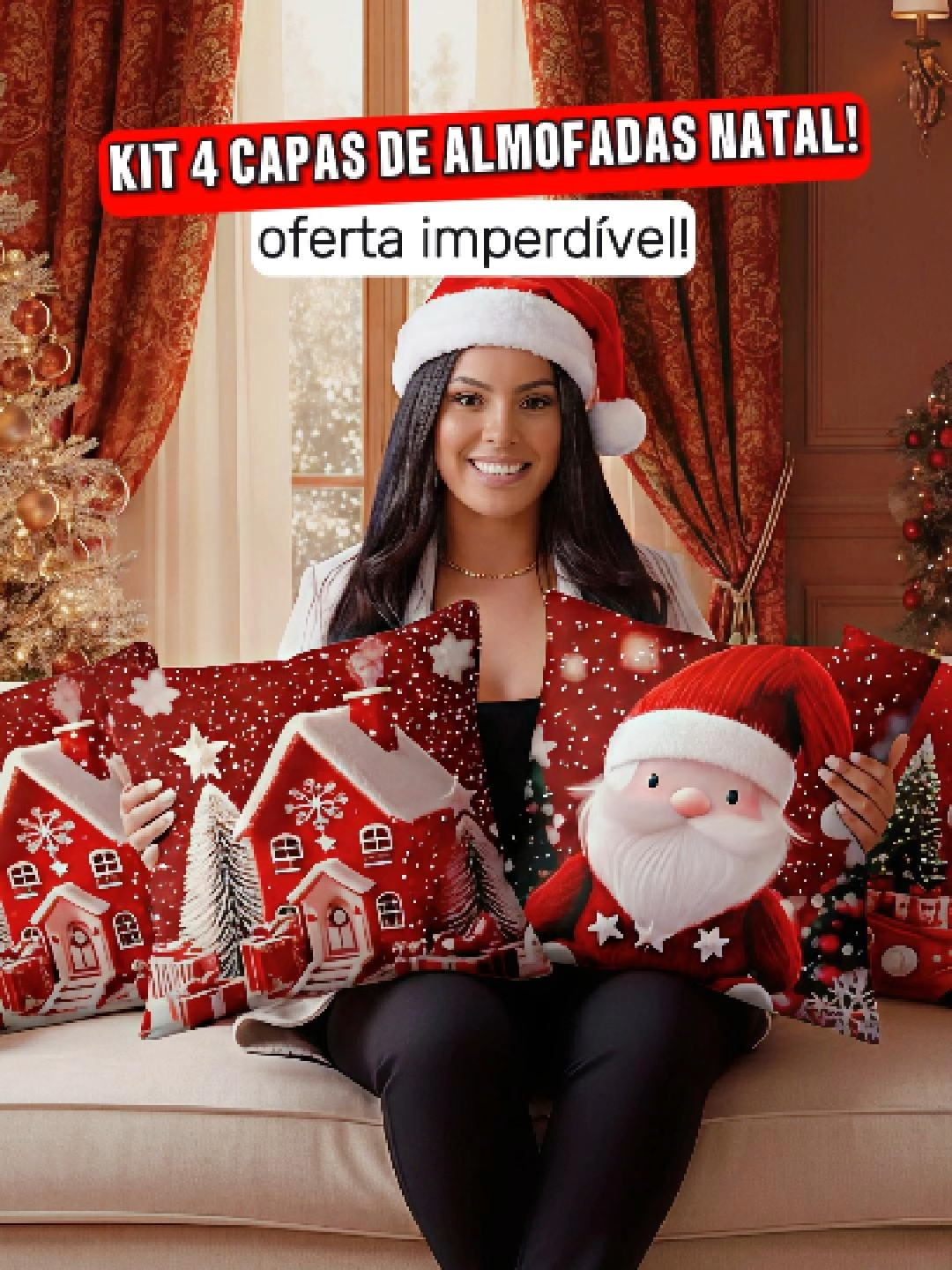 4 CAPAS DE ALMOFADAS NATALINAS DECORATIVAS. #capadealmofadas #almofadasdecorativas #sala #natal #natalina