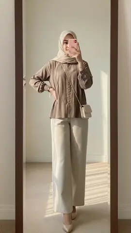 🌿 Simple look with elegant vibes 🤎 Setelan ini bikin kamu tampil effortless tapi tetap memancarkan aura classy! #ootdhijabstyle #outfitremaja #outfitoftheday 