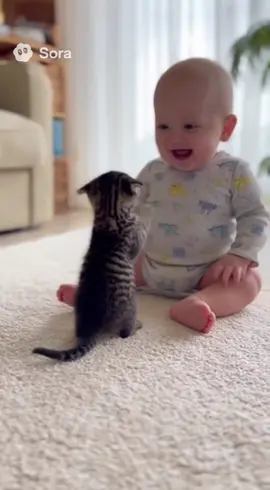 赤ちゃんと子猫 Baby & kitten #Sora #baby #kitten #可愛い