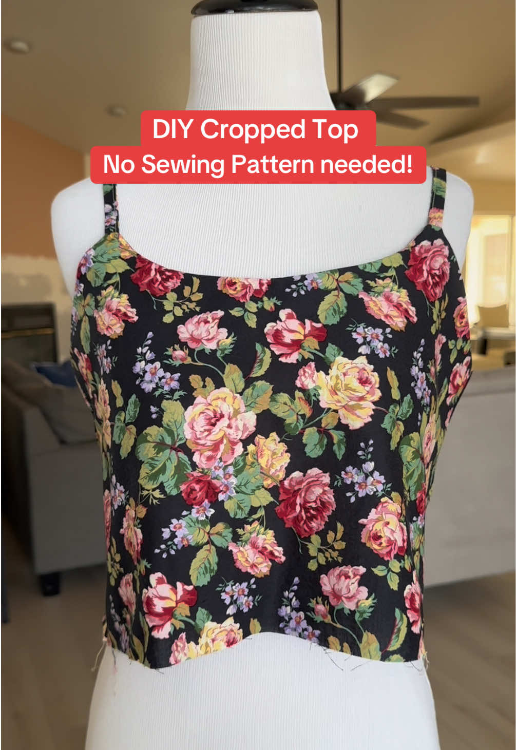You can’t afford sewing patterns? I got you! Let me show you how to create a cropped top without sewing patterns. #sewing #DIY #sewingproject #sew #handmade 