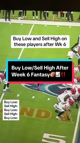 Players to Buy Low on and Sell High on after Week 6 of Fantasy Football🏈📈‼️ #fyp #nflfootball #fantasyfootball #fantasyfootballadvice #nfltiktok 