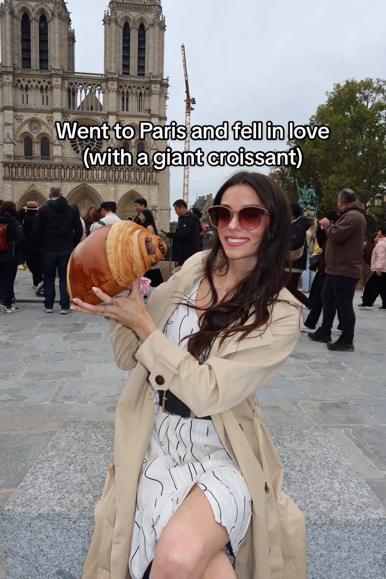 Who wants a normal size croissant when you can have an extra large one in Paris😋😋 @Philippe Conticini  #fyp #paris #giantcroissant #painauchocolat #france 