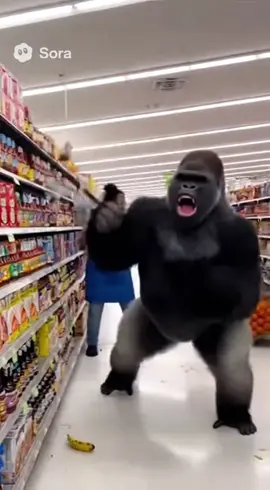 Gorilla crashes out over bananas #fyppppppppppppppppppppppp #ai #clips #fyp #soraai 