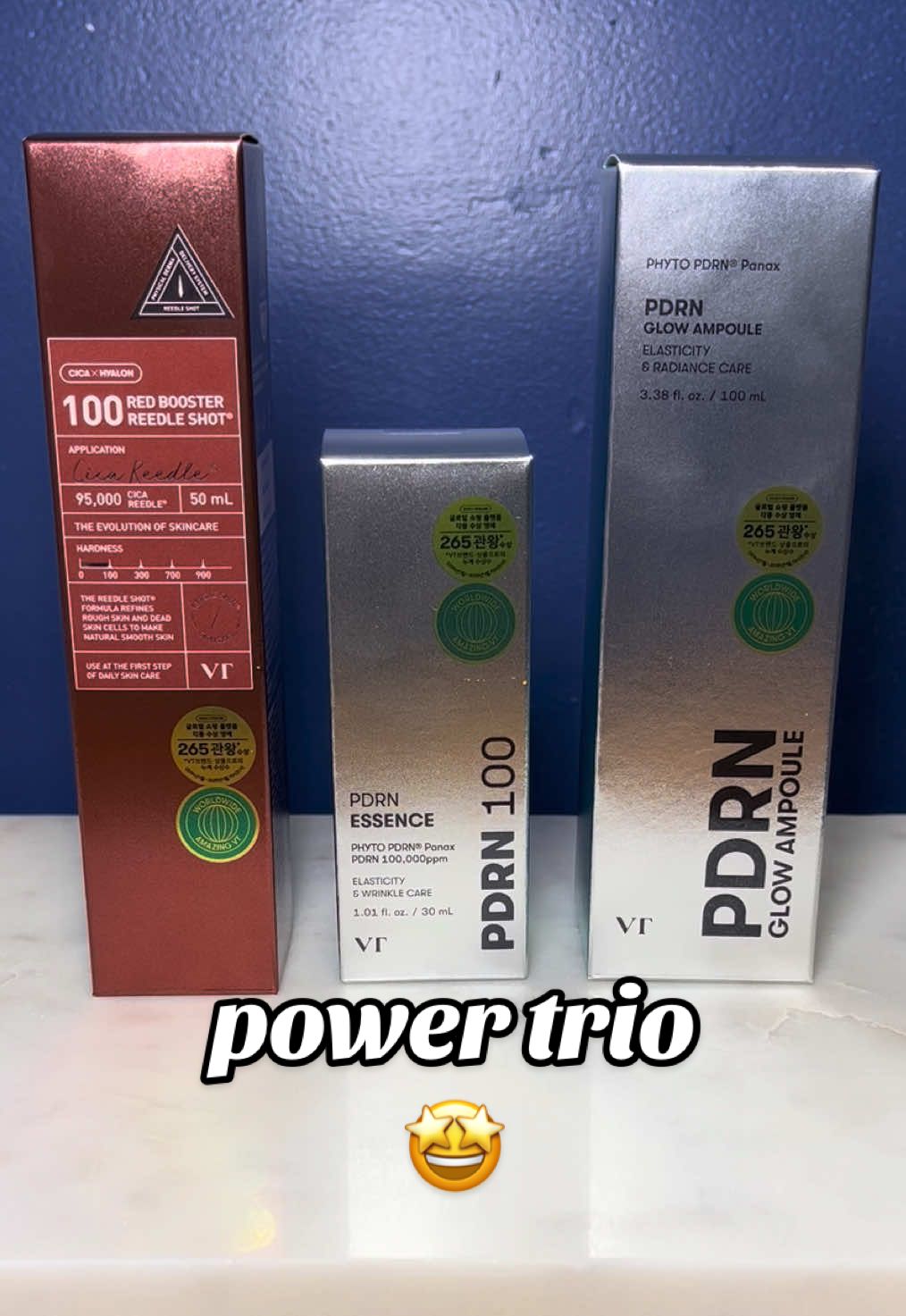 The power trio for promoting skin regeneration and restoring skin elasticity while protecting your skin barrier 🙂‍↕️💖  @VT Cosmetics US  Main Ingredients: 🩸Red Booster Reedle Shot 100  • Cica Hyalon™ – Calms and hydrates while supporting the skin barrier • Cica Reedle™ – Natural micro-spicules that enhance ingredient delivery • Dragon Blood – Powerful antioxidant and anti-inflammatory extract that soothes and firms skin 💧 PDRN Essence & Apmoule • PHYTO PDRN® Panax (Ginseng Extract): Low-molecular PDRN from nutrient-rich ginseng boosts skin vitality, enhances elasticity, and deeply hydrates for a natural, radiant glow • Low-Molecular Plant-Based PDRN: Smaller than animal-derived PDRN, it deeply absorbs into the skin, stimulating collagen production to lift and improve wrinkles and sagging #vtcosmetics #reedleshot #pdrnserum #veganpdrn #amazonfinds 