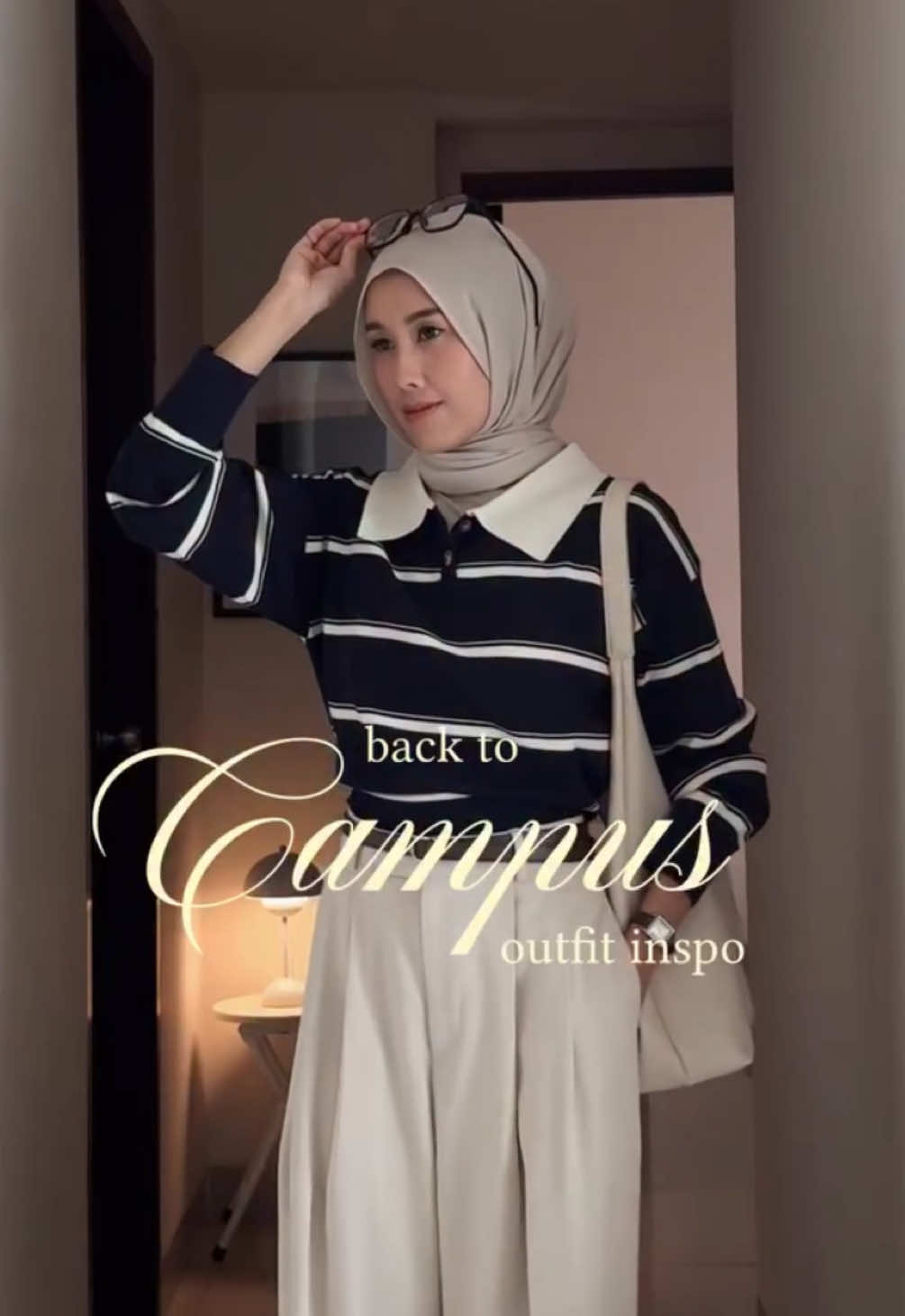 Back to campus inspo📚 #wibgajian #officeoutfit #belilokal #fashiontiktok #knitwear 
