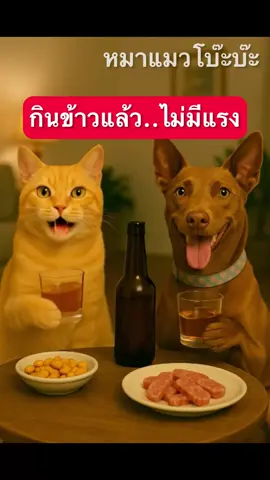 กินข้าว...ไม่มีแรงเหมือนกินเหล้า #หมาแมวโบ๊ะบ๊ะ #ตลก #ฮา #fpy #ai 