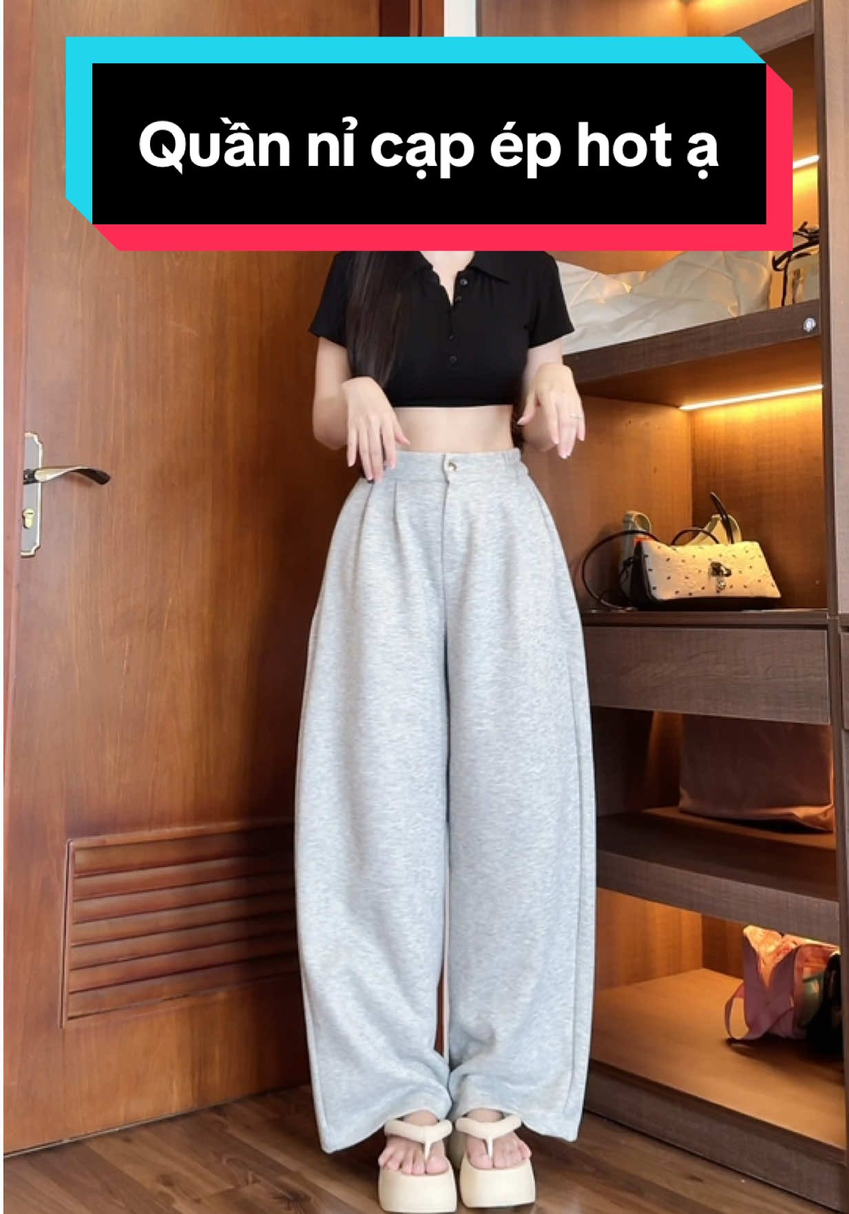 Quân nỉ cạp ép khuy cài hack dáng ạ #xuhuong #quanhottrend #phanhriviuuu #outfitideas #L 