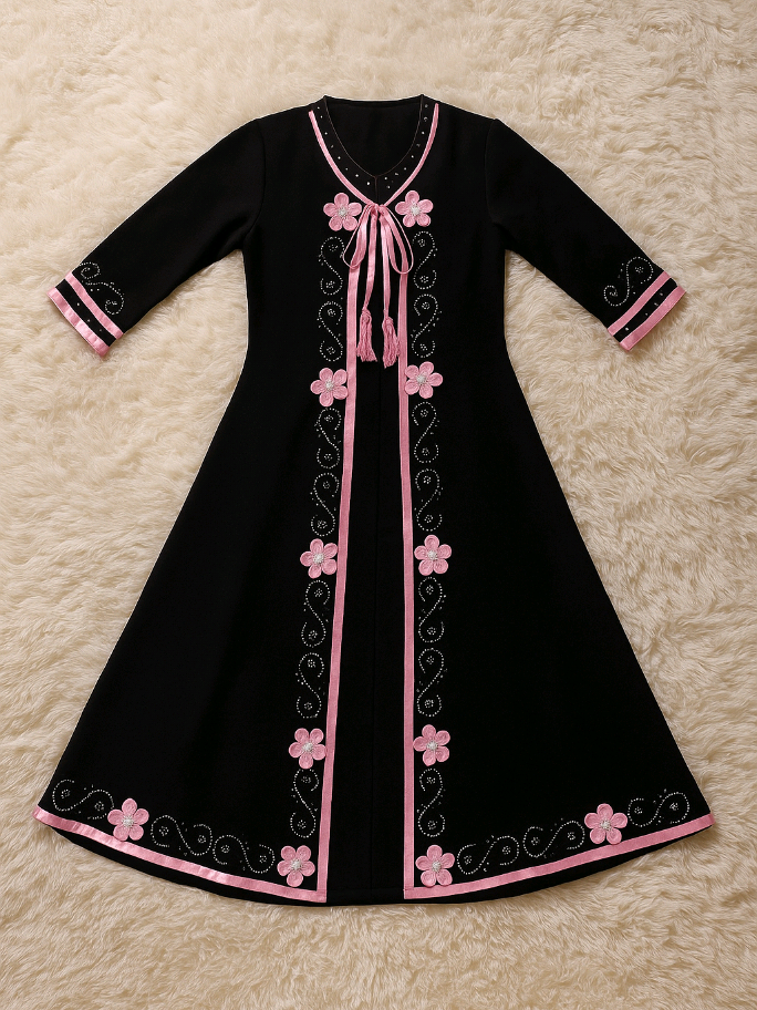 ABAYA Setelan Anak Aurora Outer berbagai macam warna pita Fashion Anak Bunga Cantik Jetblack & Sifon Silky Elegan untuk Pernikahan #abaya #abayaanak #gamisanak #xyzbca #fyp 