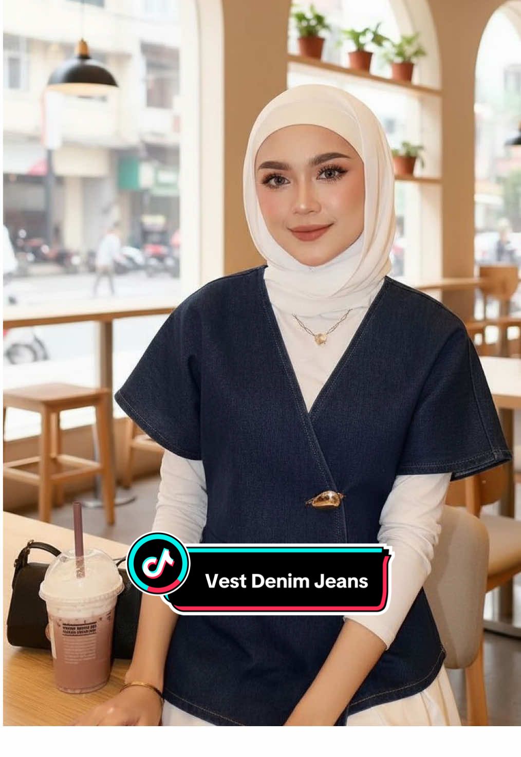 Vest denim jeans trendy dan viral sekarang. Buy now while stocks last! 😍✨🔛🔝🔥🤍🕊️ #vest #vestoutfit #vestoutfitideas #ootdhijabstyle #outfitinspo
