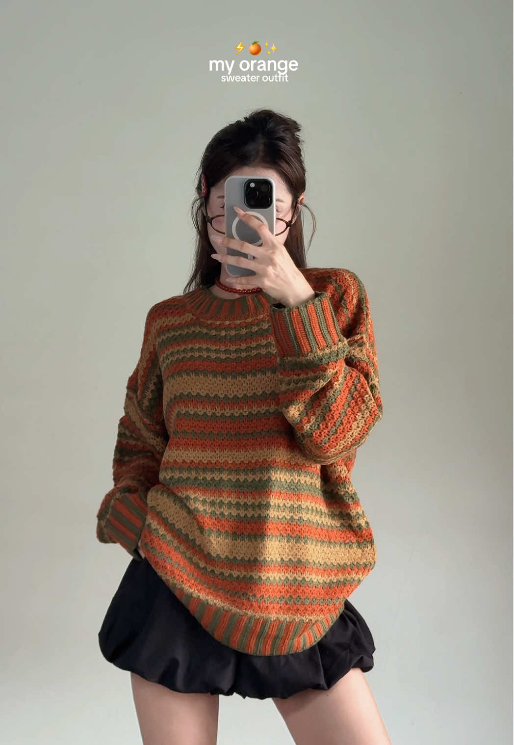 :sweater outfit 🍊✨#outfitideas #sweater #แมทช์เสื้อผ้า #ไอเดียแต่งตัว #เสื้อไหมพรม 