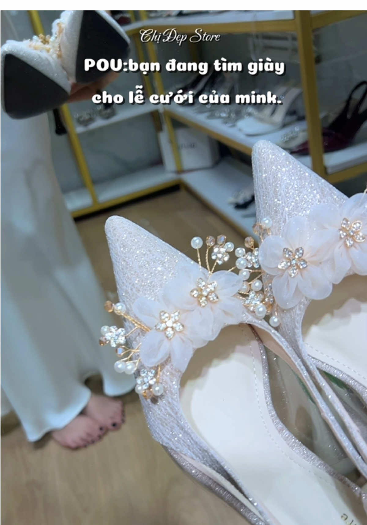 Giày đi tiệc nàng ơi. E sẵn cả 7p với 9p nhé, form chuẩn mang ôm chân ạ. #giaycaogot #xuhuong #chidepstore #hot #giayhoa 