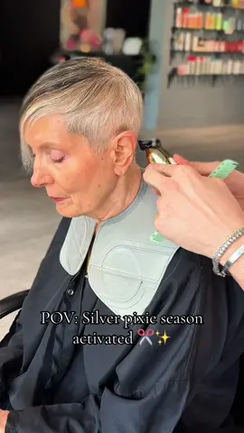 It’s always silver pixie Season  🩶 . . #silverhair #pixiehaircut #shorthaircut #womenover50 