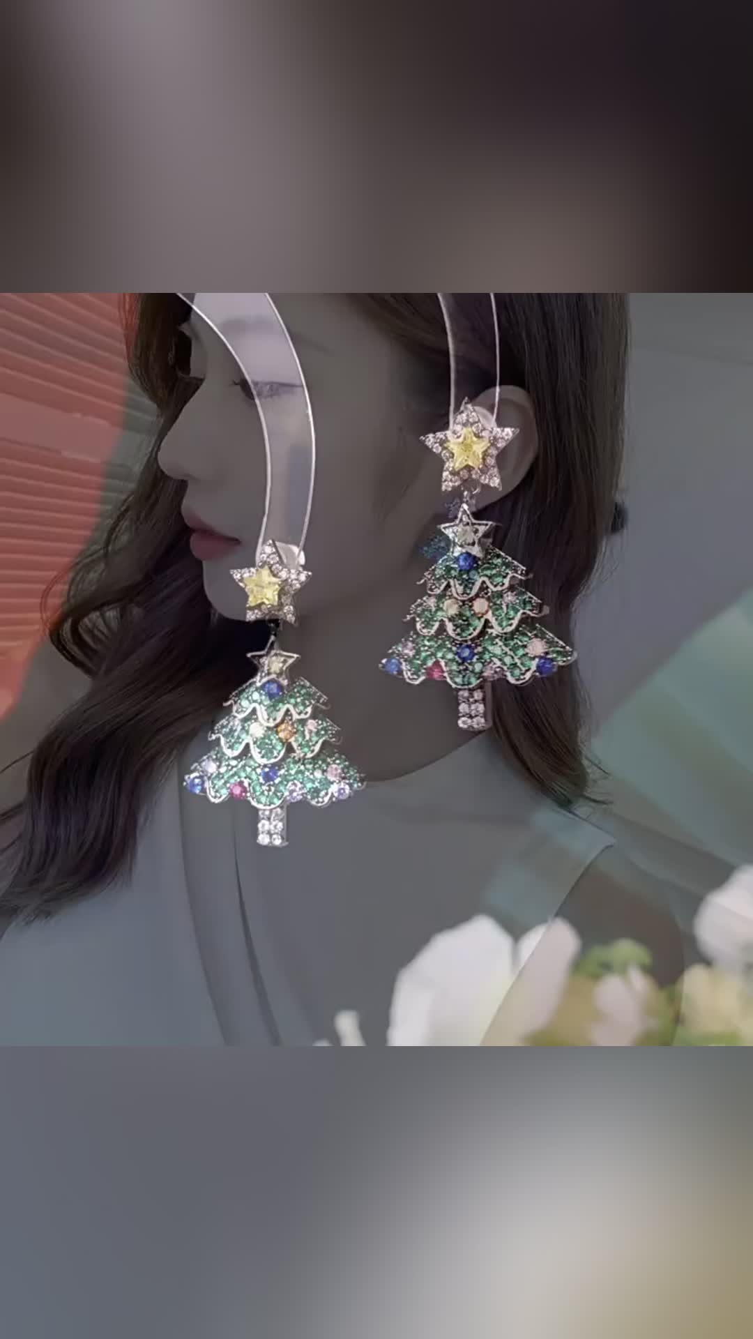 New Christmas Tree Earrings - Colorful Zircon Inlaid High End Earrings 