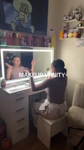 Replying to @Naturally Pey💫| Hair filmed this whole video with the vanity light at night time for you, I hope this helps 💗🫶🏼 #makeupvanity #vanity 
