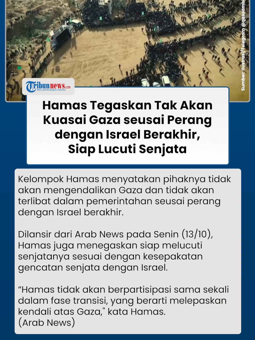 Perang dengan Israel Berakhir, Hamas Tegaskan Tak Akan Kendalikan Gaza dan Siap Lucuti Senjata #hamas #peranghamasisrael #gaza #gazapalestine #beritapalestina