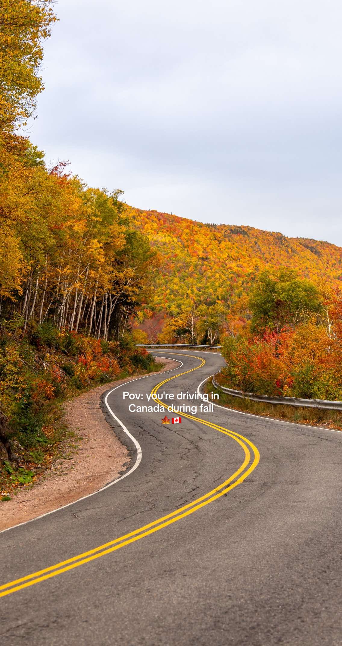 Welcome to one of the prettiest places in Canada during fall 🍁🇨🇦 This is Cape Breton, Nova Scotia — pure magic this time of year ✨ Add it to your bucket list! 🌊🍂 #capebreton #novascotia #canada #fyp #autumn 