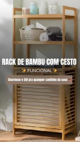 Esse rack de bambu com cesto é super versátil! 🧺🌿 Ideal pra organizar roupas, toalhas, brinquedos ou o que você quiser — tudo com estilo e funcionalidade! #AchadinhosDeCasa   #OrganizaçãoComEstilo   #DecoraçãoFuncional   #CestoOrganizador   #fyp