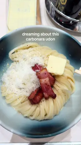 I’ll be dreaming about this carbonara udon forever  #udon #carbonara #japan #tokyo #japanesefood 