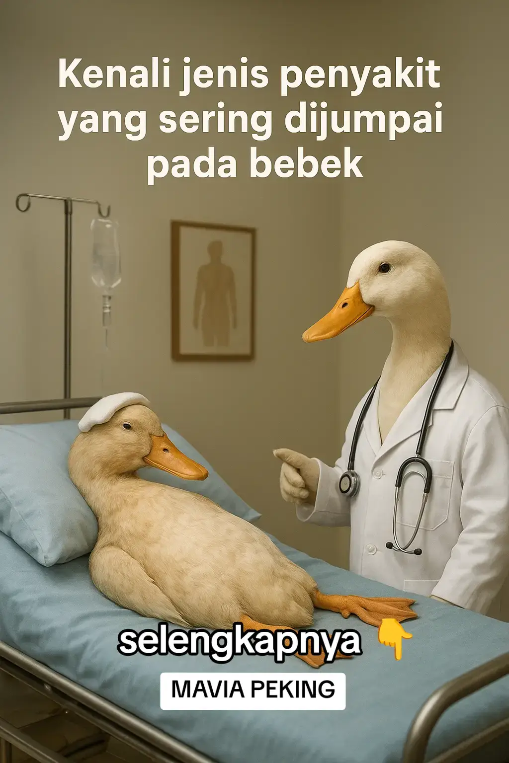 1.🦴 Bebek Lumpuh Tiba-tiba, Masih Bisa Jalan Tapi Berat dan Menular Nama ilmiah: Duck Virus Hepatitis (DVH) atau Botulisme Ringan 👀Ciri-ciri: Bebek tiba-tiba lemas, susah berdiri, jalannya berat, kadang lumpuh sebagian tapi masih sadar. Penyebab: 🦠Virus Duck Hepatitis A atau toksin Clostridium botulinum dari pakan/air busuk. Pengobatan: 💊Obat medis: Berikan vitamin B kompleks, elektrolit, dan hepatoprotektor (pelindung hati seperti Livron B12). Jika botulisme: Beri arang aktif (karbon aktif) untuk menyerap racun. 🫚Herbal: Air rebusan daun pepaya muda, campur madu + kunyit untuk bantu detoks & pulihkan tenaga. 🫸Pencegahan: Vaksin hepatitis sejak kecil, pakan & air harus segar, jangan biarkan genangan kotor. 🦆 2. Bebek Ngorok Seperti Batuk Nama ilmiah: Chronic Respiratory Disease (CRD) atau Aspergillosis 👀Ciri-ciri: Suara ngorok, bersin, lemas, kepala sering digeleng, kadang keluar lendir dari hidung. Penyebab: Infeksi bakteri Mycoplasma gallisepticum atau jamur Aspergillus karena kandang lembap. Pengobatan: 💊Obat medis: Antibiotik seperti tylosin, oxytetracycline, atau enrofloxacin (sesuai dosis dokter hewan). 🫚Herbal: Campur jahe + serai + daun sirih (direbus dan uapnya dihirup di sekitar kandang), atau campur madu + bawang putih tumbuk ke air minum. 🫸Pencegahan: Ventilasi baik, kandang tidak lembap, pakan jangan berjamur. 🦆 3. Leher Melintir ke Belakang Nama ilmiah: Duck Virus Hepatitis (stadium lanjut) atau Newcastle Disease 👀Ciri-ciri: Leher melengkung ke belakang, berputar-putar, kejang, kadang mati mendadak. Penyebab: Virus menyerang sistem saraf (biasanya DHAV atau Paramyxovirus). Pengobatan: 💊Obat medis: Tidak ada obat spesifik, hanya bisa suportif pakai vitamin B kompleks, elektrolit, dan anti-stres unggas. 🫚Herbal: Rebusan temulawak + meniran untuk daya tahan, campur sedikit madu. 🫸Pencegahan: Vaksinasi rutin (hepatitis & ND), jaga suhu & kebersihan kandang. 🦆 4. Bebek Kurang Minat Makan Nama ilmiah: Defisiensi Vitamin Niacin (B3) atau gangguan pencernaan 👀Ciri-ciri: Bebek lesu, tidak aktif, makan sedikit, bulu kusam, pertumbuhan lambat. Penyebab: Kekurangan vitamin B3, pakan monoton (jagung murni) atau pakan basi. Pengobatan: 💊Obat medis: Tambahkan vitamin B kompleks atau niacin 100–150 mg/kg pakan, dan probiotik unggas. Herbal: Campur temulawak + kunyit parut di 🫚pakan (tingkatkan nafsu makan & pencernaan). Pencegahan: Gunakan pakan campuran bernutrisi seimbang dan air minum bersih. 🦆 5. Kejang Tiba-tiba Nama ilmiah: Duck Virus Hepatitis atau Keracunan Pakan/Air 👀Ciri-ciri: Bebek tiba-tiba kejang, terjatuh, leher menegang, kadang berputar dan mati mendadak. Penyebab: 🦠Virus hepatitis menyerang sistem saraf atau toksin jamur (aflatoksin) pada pakan lembap. Pengobatan: 💊Obat medis: Berikan vitamin B kompleks, elektrolit, dan liver tonic (pelindung hati). Jika keracunan: Beri arang aktif atau antitoksin unggas. 🫚Herbal: Air rebusan kencur + temulawak + daun sirih, bisa ditambah sedikit madu. 🫸Pencegahan: Simpan pakan di tempat kering, vaksin hepatitis dini, air minum harus bersih.--- 🦆 6. Penyakit yang Menular & Harus Dipisah Termasuk:🤚 🦠Duck Virus Hepatitis (DVH) Kolera Bebek (Pasteurellosis) 😴CRD (Ngorok kronis) 🤧Flu Burung (Avian Influenza) Newcastle Disease 👀Ciri-ciri umum: Lesu, mata sayu, jalan sempoyongan, nafsu makan turun serempak, atau kematian mendadak. Tindakan: Pisahkan bebek yang sakit. Semprot kandang dengan disinfektan alami (campuran cuka + rebusan daun sirih). Bangkai dibakar atau dikubur dalam. Pencegahan: Biosecurity ketat, vaksin rutin, dan kontrol kebersihan harian. #bebekpedaging #peternakindonesia #peternakmuda #jangkauanluas #fyp #fypシ゚viral #positivity #konsisten #Maviapeking #konsisten 