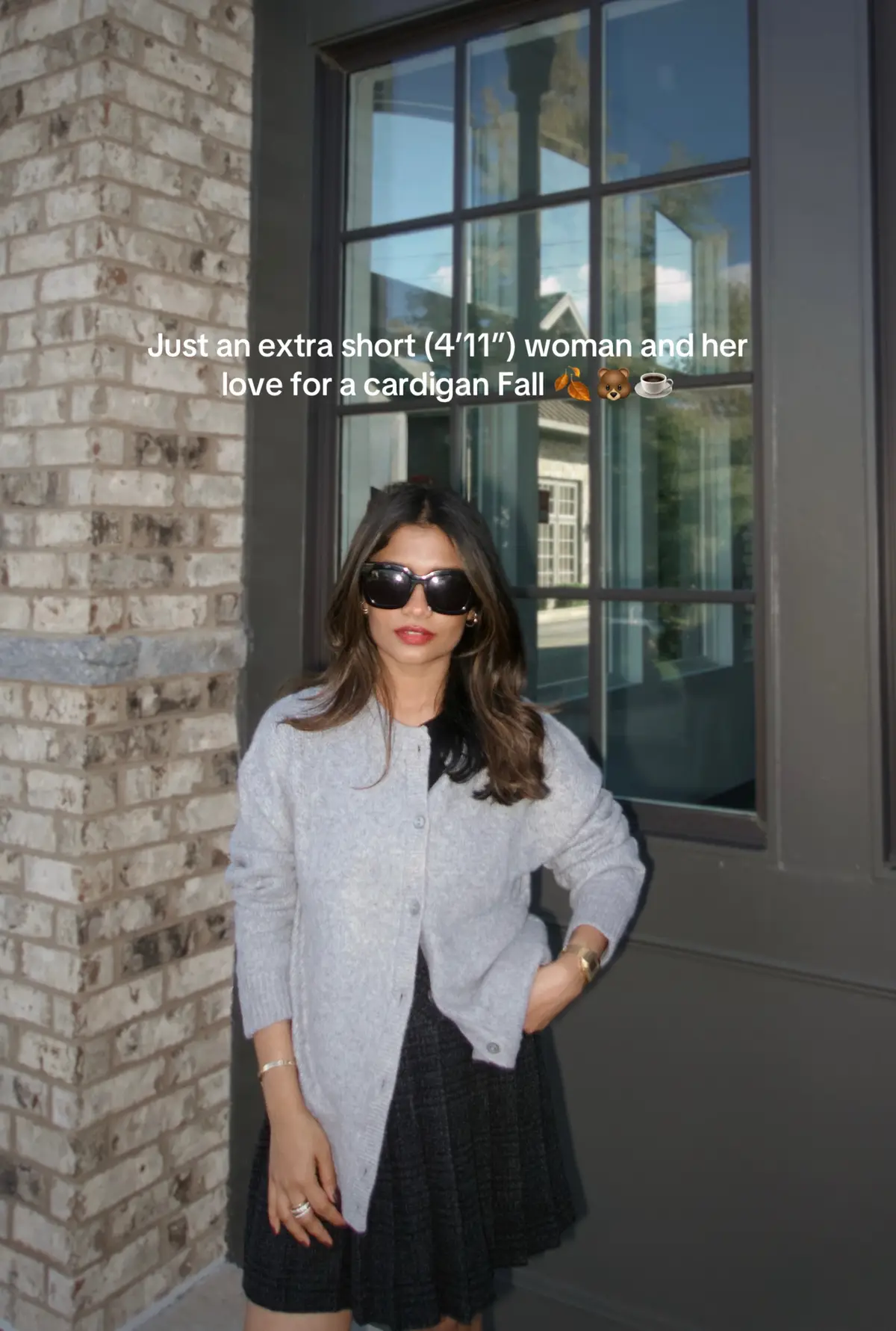 My 2 favorite Cardigan looks🫶🏽 Extra short/petite outfit Inspo ft cardigan (mom friendly as well)!  #shortgirlstyle #petite #fyp 