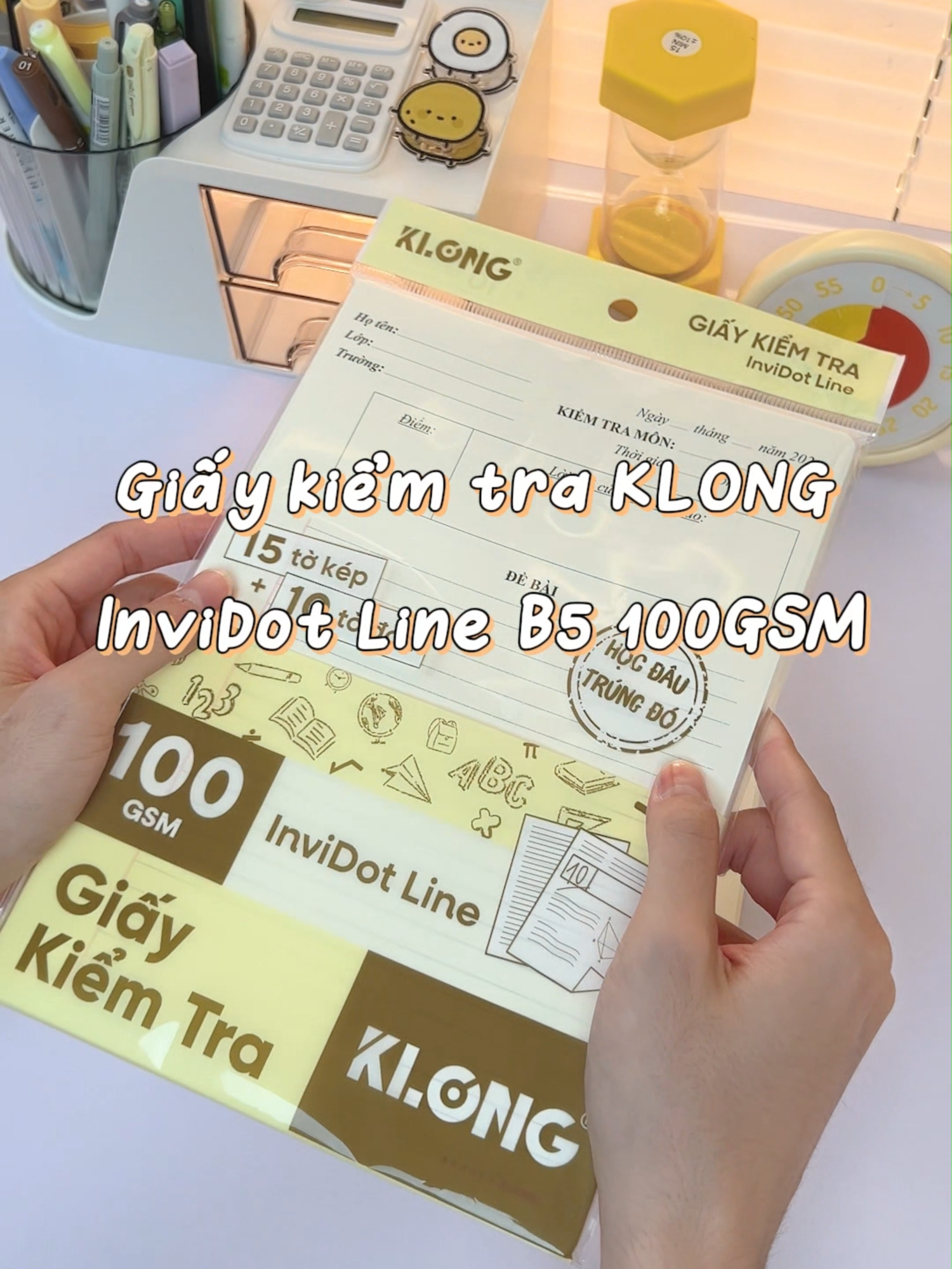 Giấy kiểm tra KLONG InviDot Line B5 100GSM 15 tờ kép & 10 tờ đơn. #klong #giaykiemtra #kiemtra #exam #studywithme #fyp