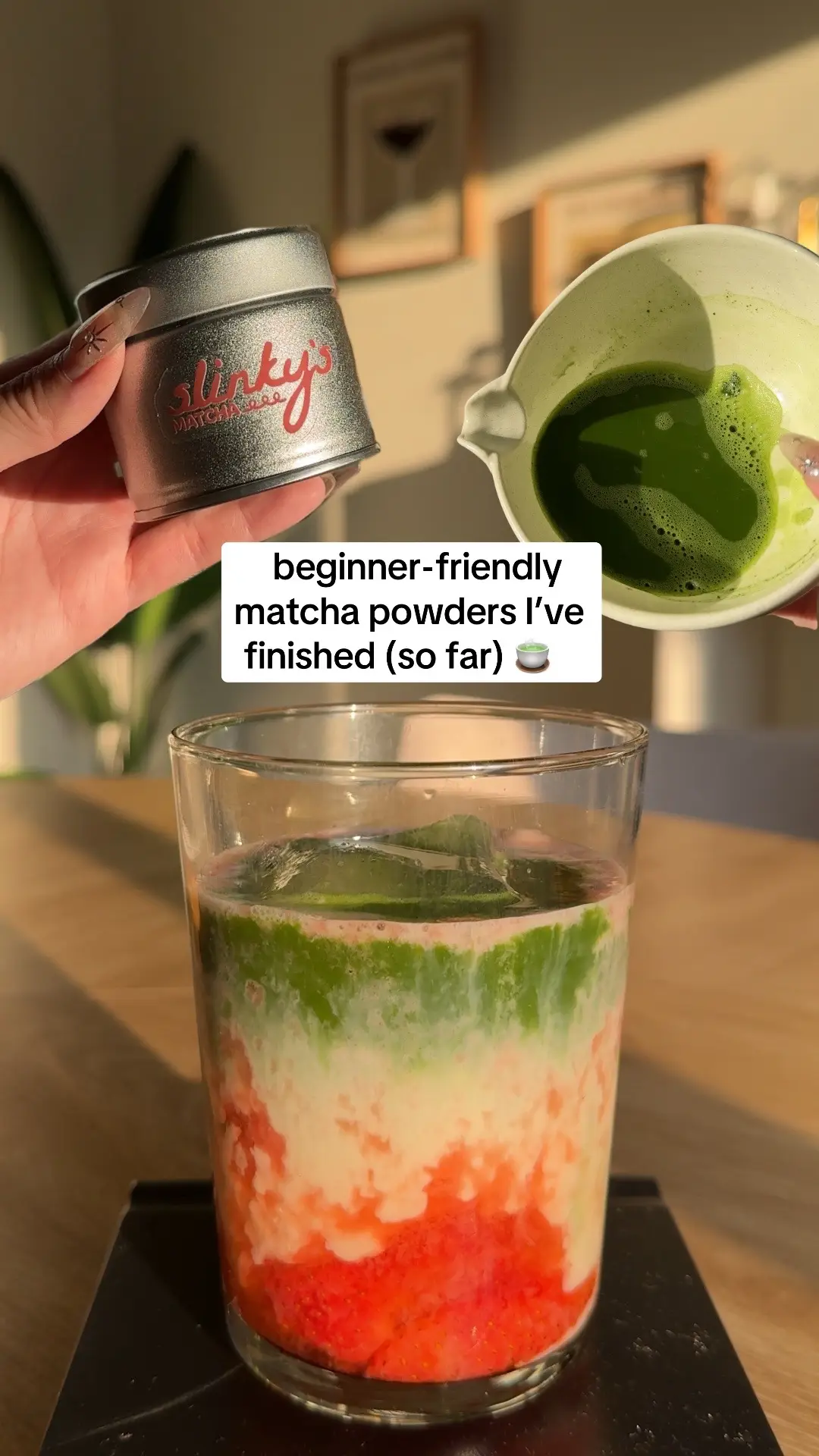 Replying to @feliney4  so far, the matcha powders I’ve tried have tasted good to me and not super bitter or *fishy* 😅 I’ll be opening either my Rocky’s Matcha or another Ippodo matcha powder next!! Also lmk if you want a pt. 2 in this format hehe 🫶🏼 #matchapowder #matchalatte #beginnerfriendly #matchaathome @IppodoTea.com (USA & CA) 
