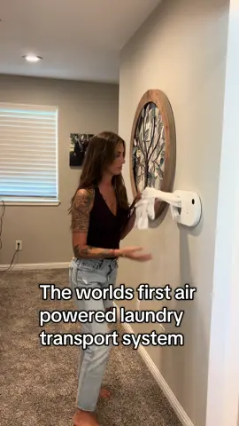 The fate of your laundry has evolved — no longer carried, but transported by air 💫🪄 #HomeTech #newhomebuild #SmartHome #laundryhack #DIY 