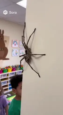 Huge Spider climbs up wall 👀